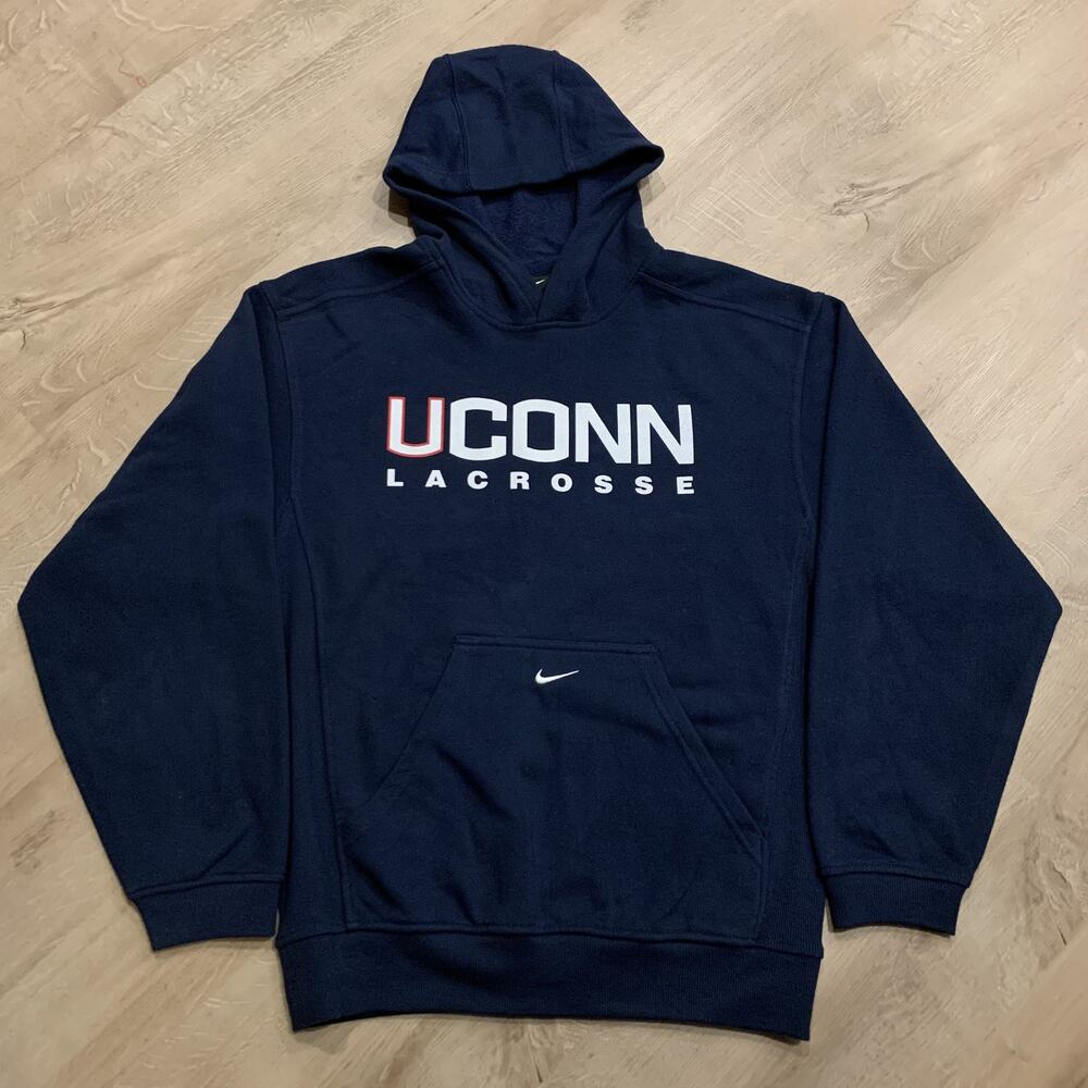 Nike Center Swoosh UConn Huskies Lacrosse Hoodie Men's XS Sweatshirt Navy Blue